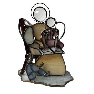 Vintage Angel Stained glass And Metal Reading to kids